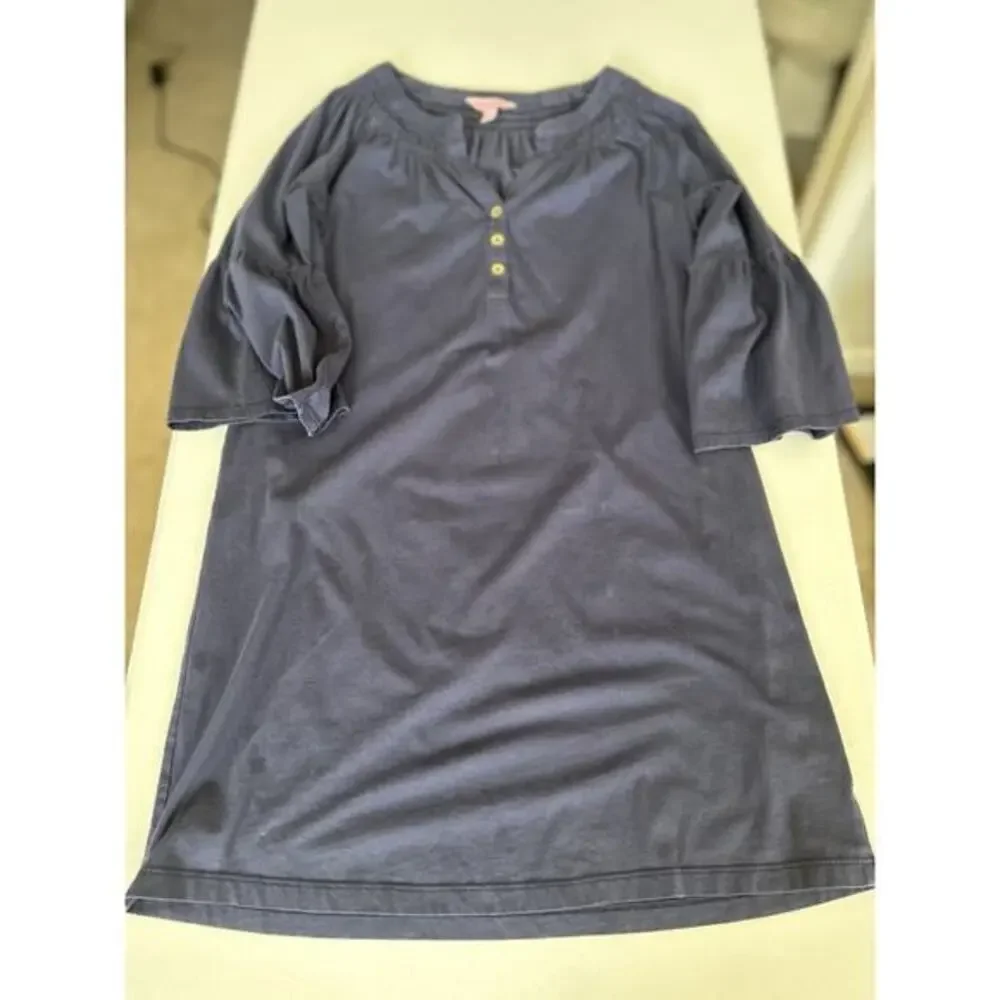 Lilly Pulitzer Teigen True Navy‎ Bell Sleeve Mini Dress 30541 Small Preppy Beach - Picture 8 of 10